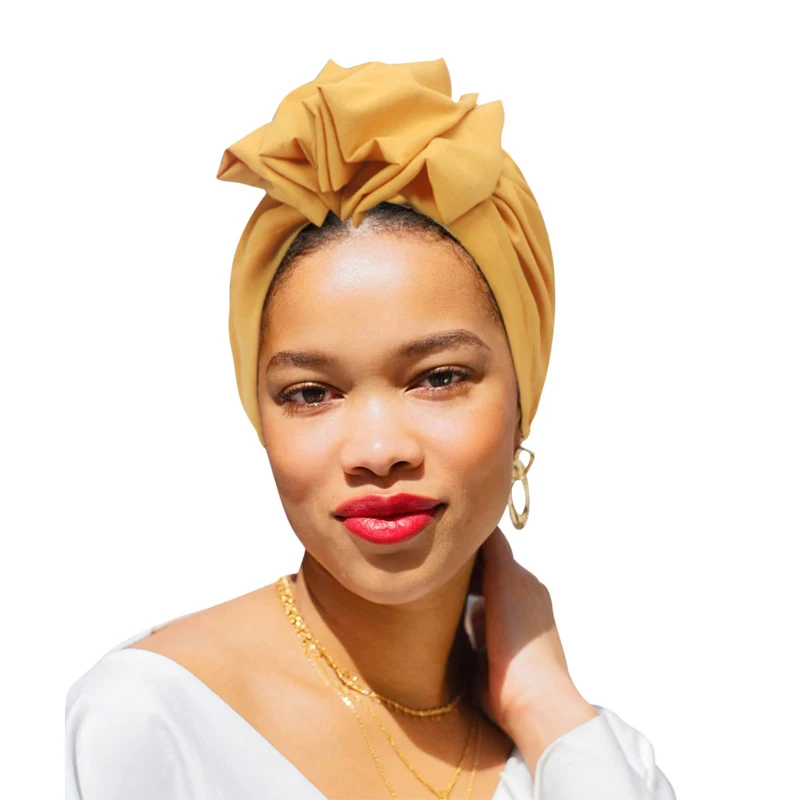 

Головной убор в стиле ретро для женщин, мусульманская мягкая шапка, элегантный тюрбан в французском стиле, хлопковая бандана, однотонная головная повязка