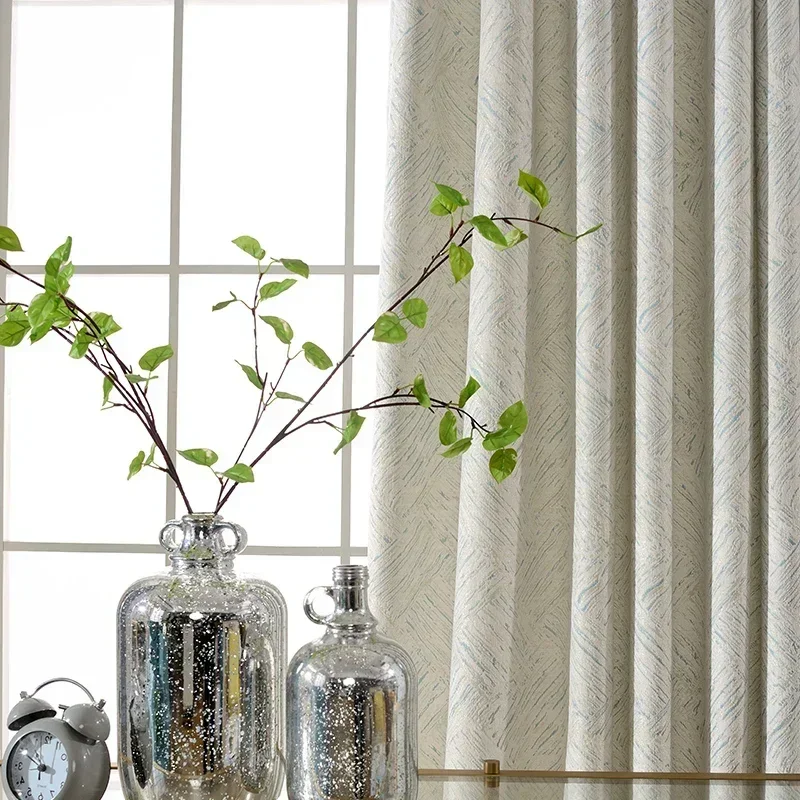 1PC Chenille Curtains for Living Room Bedroom Shade White Cloth  Blackout Light Luxury Custom Nordic Minimalist Modern 3