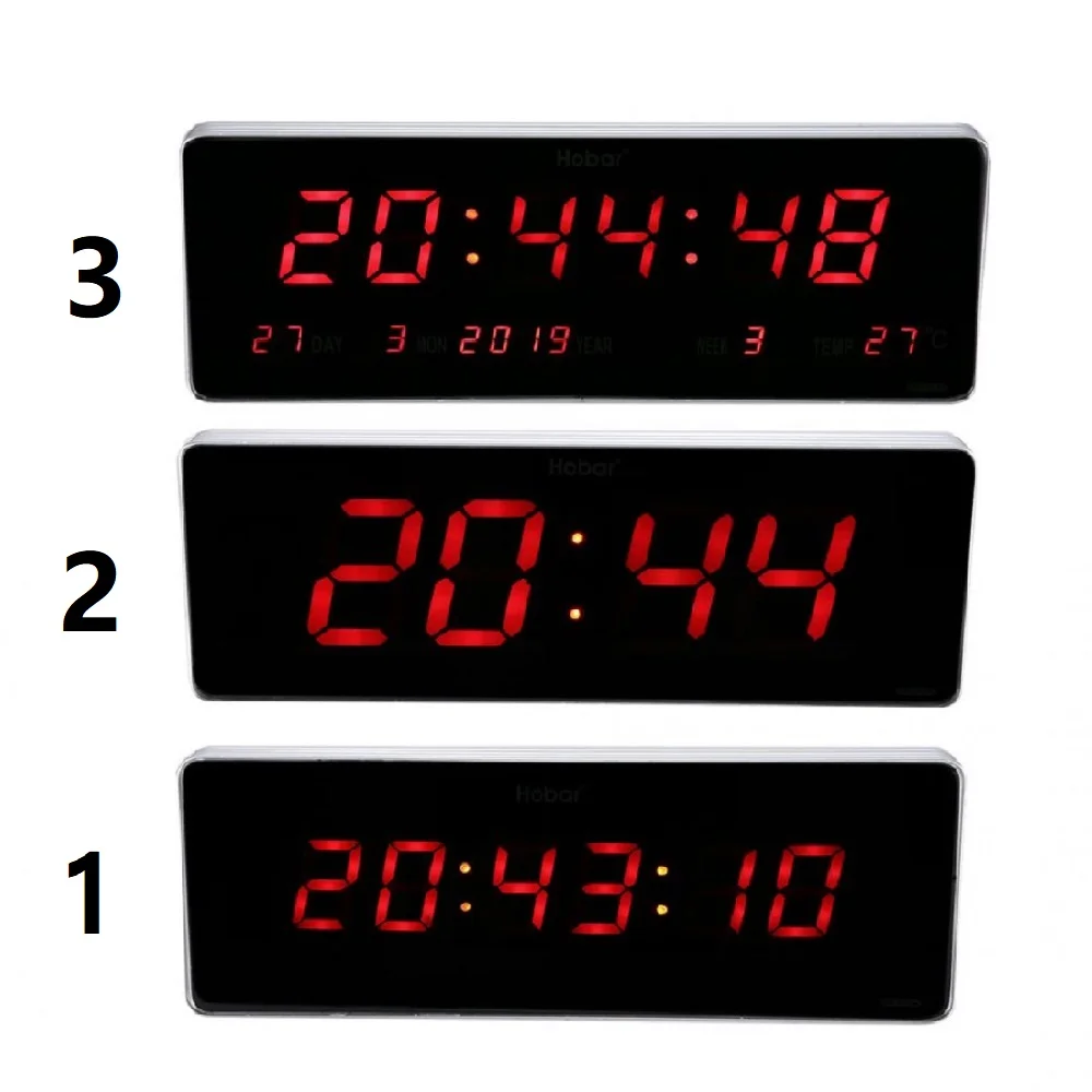 Aluminum Alloy Wall Clock Digital LED Calendar Wall Clock Temperature Clocks EU Plug 110-240V Modern Design Home Decor