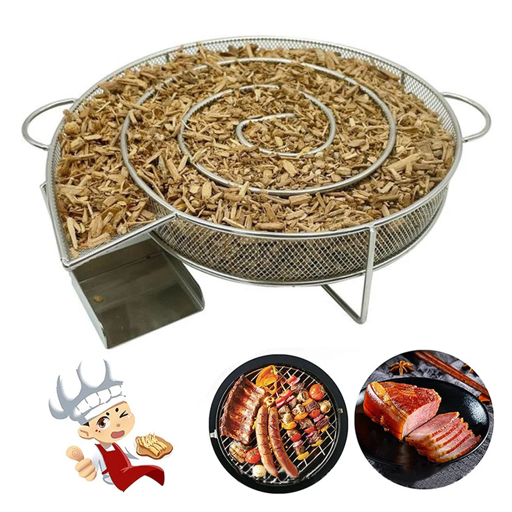 Cold Smoke Generator For BBQ Grill Or Smoker Wood Dust Hot And Cold Smoking Salmon Meat Burn Cooking Stainless Steel BBQ Tools smoker accessories