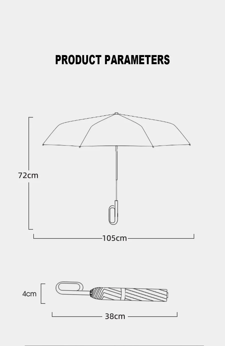 Description Picture 2 of itemUmbrella For Sunshine And Rainy Windproof Strong Automatic Folding Large Buckle Handle Double Bone Wind And Water Resistant