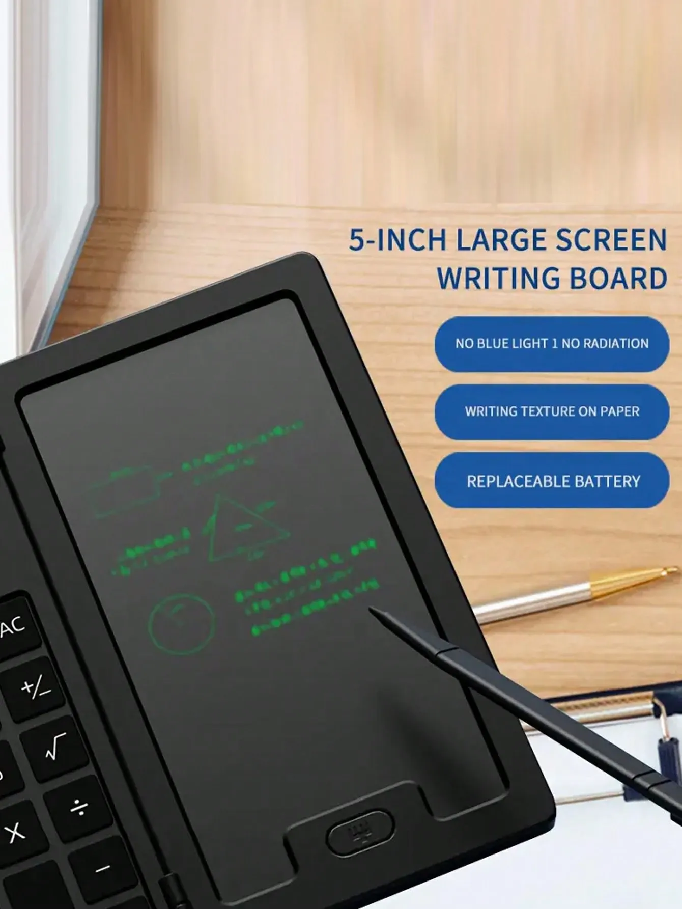 쓰기 가능한 보드가 있는 기본 계산기, 2-in-1 LCD 계산기, 메모장, 12자리 디스플레이 데스크탑 계산기