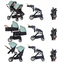 NOUVEAU Poussette Double pliable légère Nouveau chariot bébé 2 en 1 landau avec siège auto Poussette bébé pour deux enfants 3