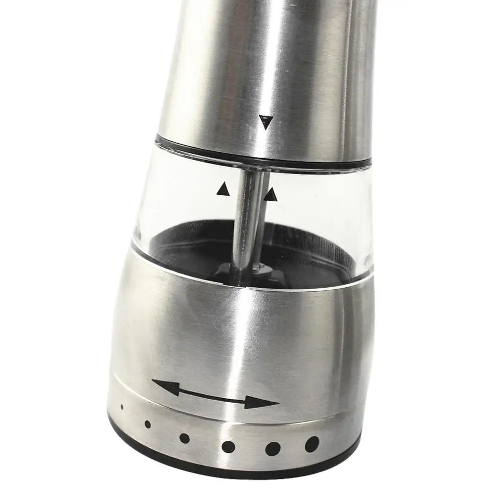 Black Pepper Mill Electric Salt Pepper Mills Grinder Spice Mill Battery Power Adjustable Ceramic LED Light Cooking Tool