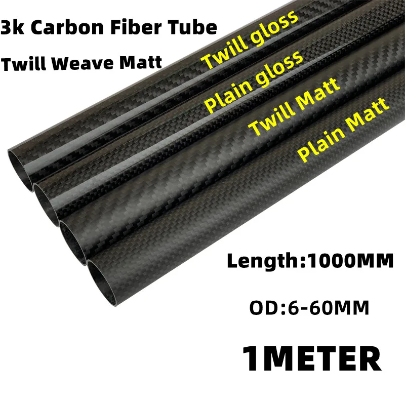 

1Pcs Length1000mm Twill Matte Carbon Fiber Tube Pipe Drone Accessories OD6mm8mm10mm12mm16mm18mm20mm22mm 30mm Factory CNC Cutting