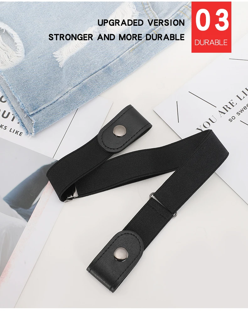 Schnallenfreier Gürtel für Jeanshosen, Kleider, Stretch-elastischer Taillengürtel ohne Schnalle für Damen/Herren, keine Ausbuchtung, kein Ärger – Detail 9