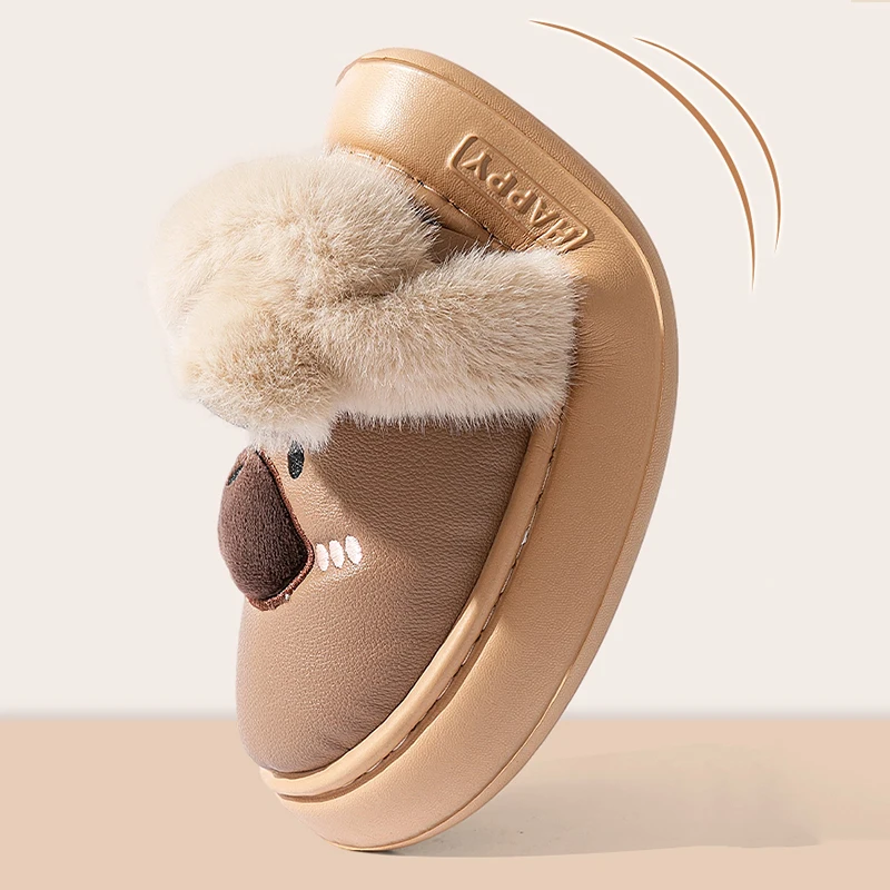 Winter Capibala Cotton Slippers Women Indoor Warm Thicken Plush Home Slippers Woman Thick Sole Non Slip Fluffy Slides Female