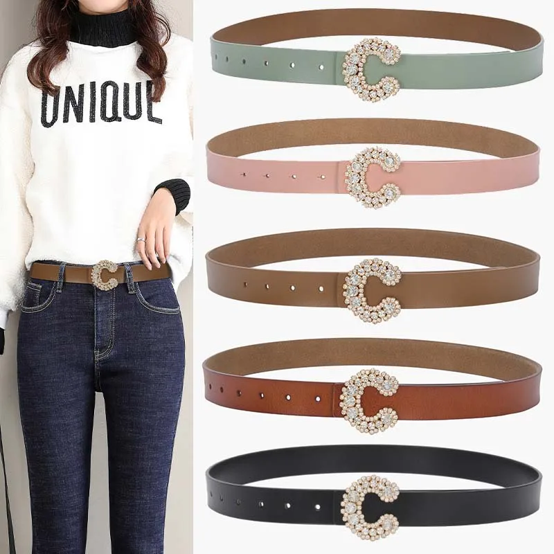 

Genuine Leather Belt for Women Cowskin Belt Female Girl Waist Dress with Jeans Accessories High Quality