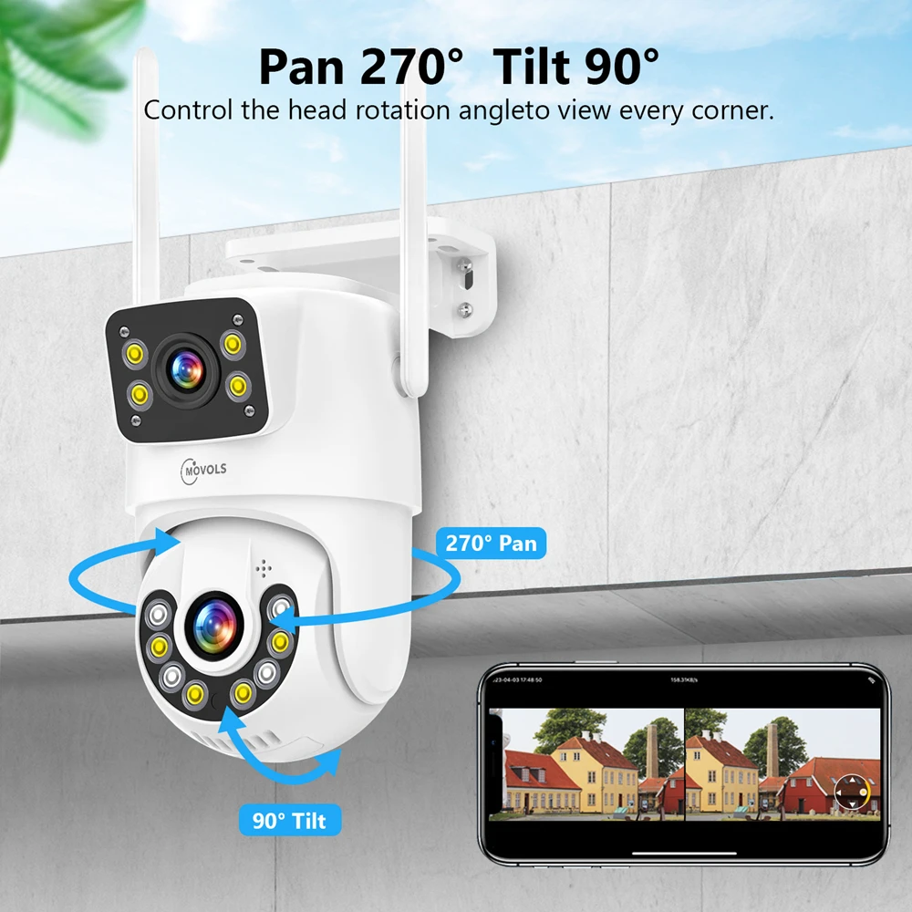 Movols 1080P PTZ IP Camera Two-way Audio WIFI Wireless Smart Tracking Security S