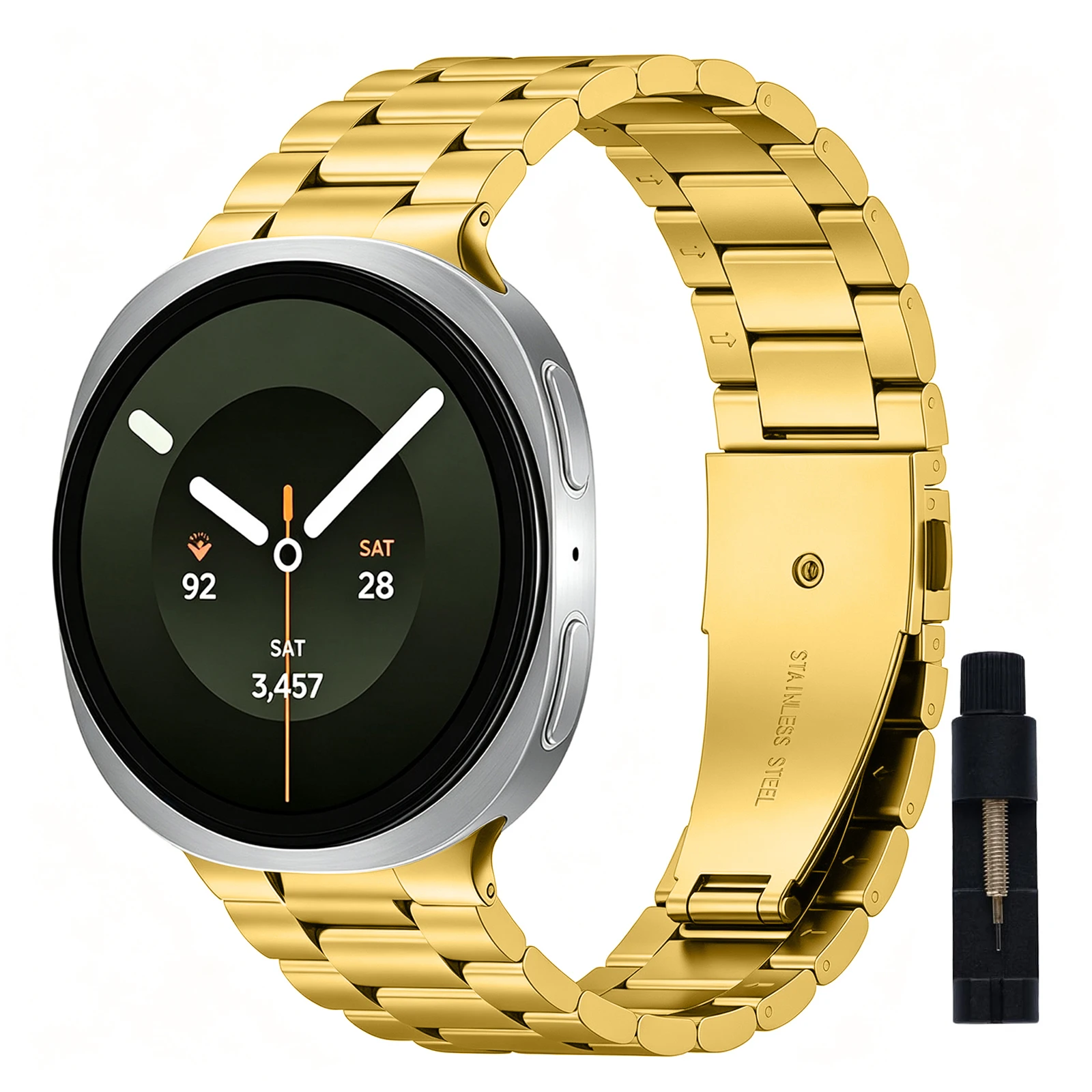 Premium Stainless Steel Metal Band - Elegant Link Bracelet Strap
