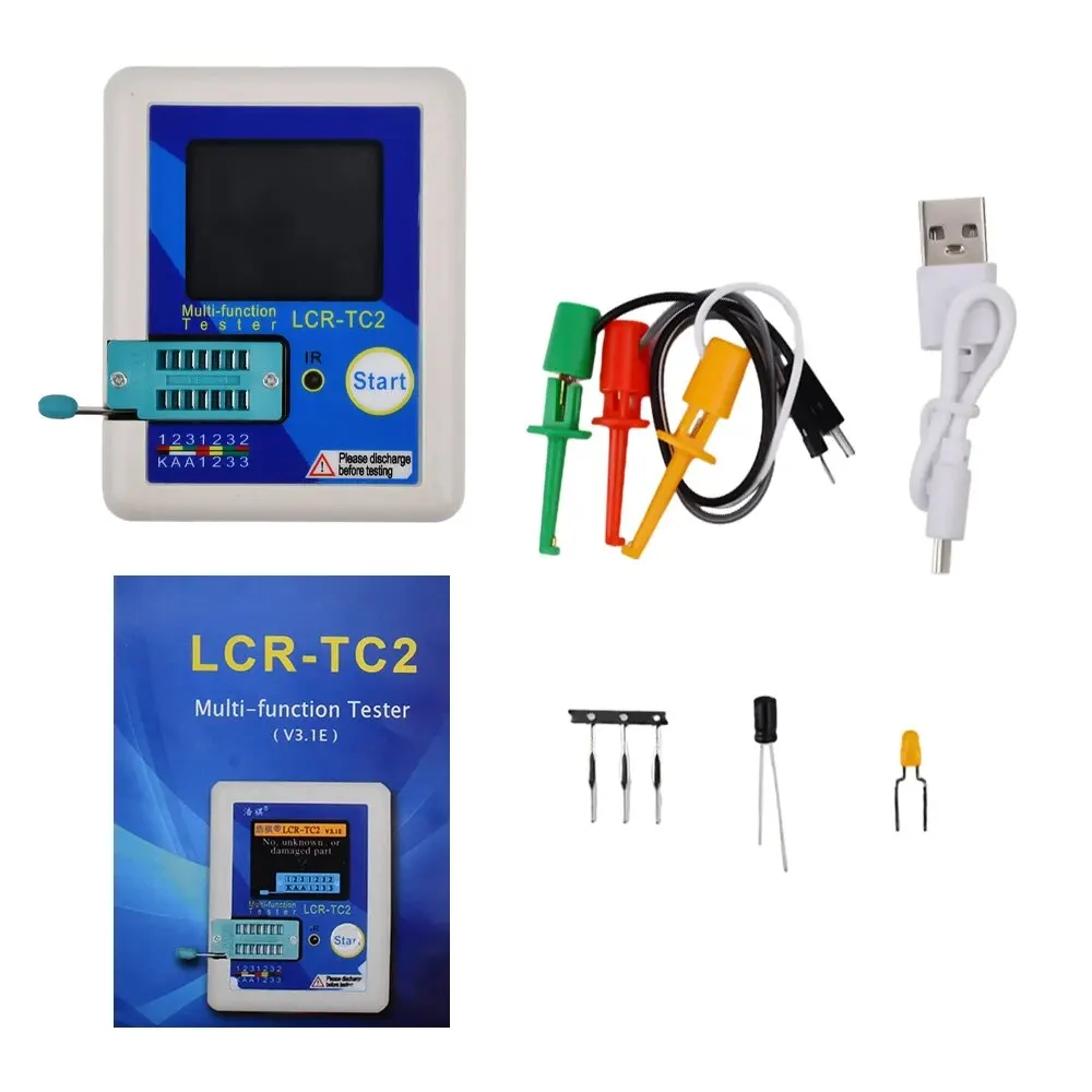 Lcr-Tc2 Transistor Tester Ad Alta Precisione Lcd Digital Meter Diodo Triodo Capacità Tester Transistor Aggiornato V2.3E
