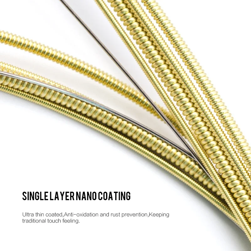 Acoustic guitar strings 1 set Hexagonal core 8% nickel FULL Bronze Bright tone Extra light Medium