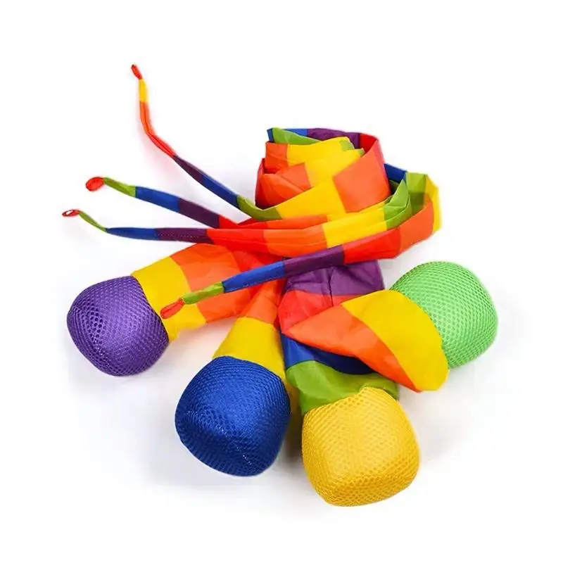 Rainbow Tail Ball Eco-Friendly Fabric Sandbag Meteor Ball Safe Catch Tail Soft Ball Kindergarten School Sensory Kid Training Toy