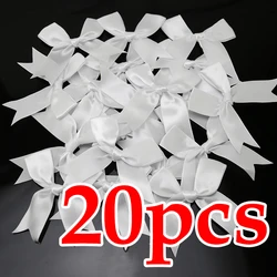 Set of 20 Fresh Pink Satin Ribbon Flower Bows - 8.5cm (WHITE)