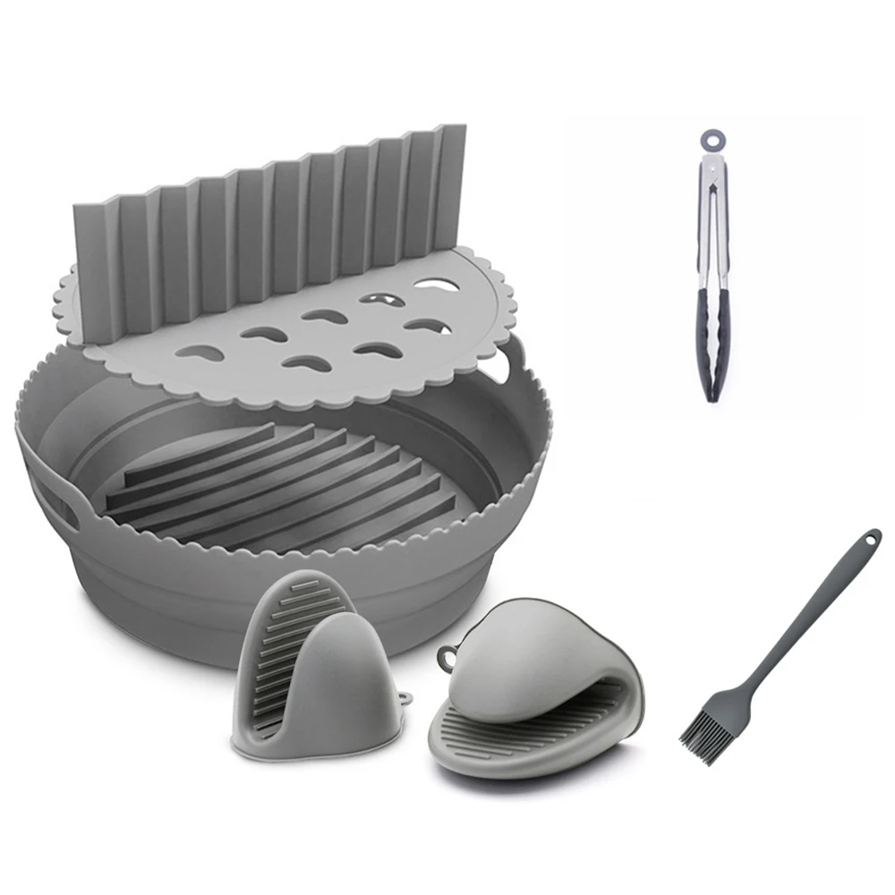 

Thickened Silicone Foldable Air Fryer Mat with Compartment Function Baking 6pack