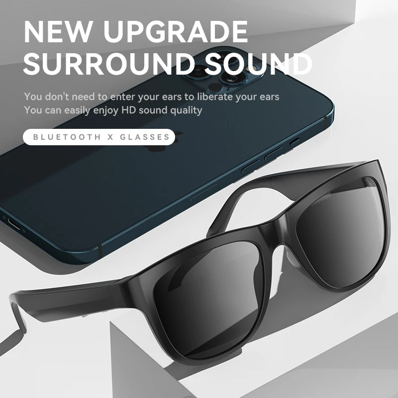 For xiaomi huawei Bluetooth Smart Glasses Audio Hands-Free Call Sport Stereo Sunglasses Headsets Music HD Sound Smart Glasses_voghion.com