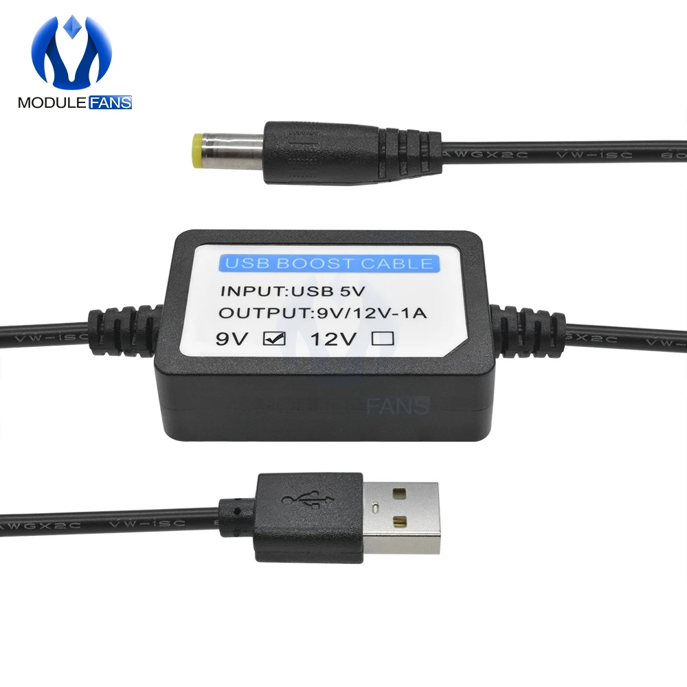 Cavo USB Boost 5V A 9V/12V 1A – Convertitore Con Spina 5.5x2.1mm – 1.3m