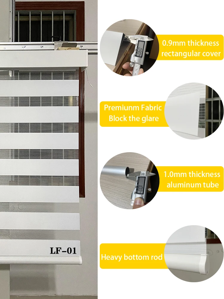 Motorized Window Blinds Half Blackout Zebra Blinds Light Filtering Roller Blinds Day and Night Curtains Blinds for Windows