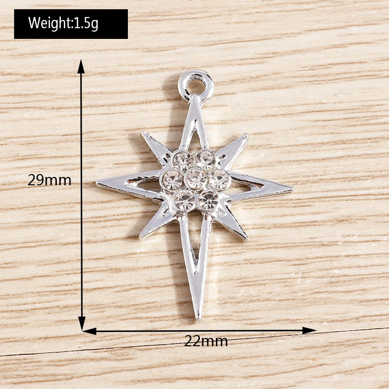 Tusember 10 Stück 21 x 29 mm ausgezeichnete Kristall-Polaris-Sterne-Anhänger für Armbänder, Halsketten, Ohrringe, Sterne-Anhänger, Damenschmuck, Geschenke – Detail 10