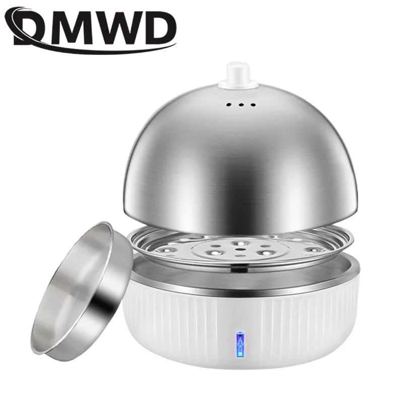 DMWD Household Electric Egg Steamer Boiler Stainless Steel Automatic Multi Food Cooker 7 Eggs Egg Custard Steaming Cooker 220V