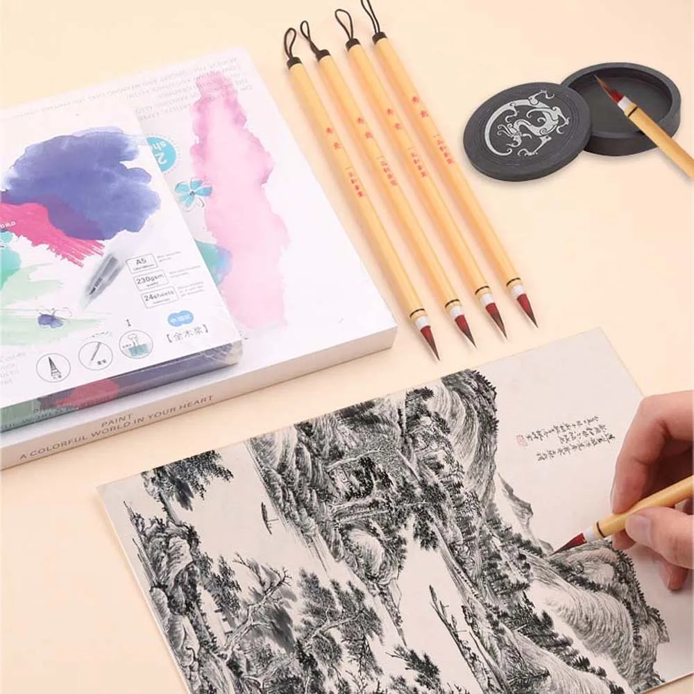 2pcs 부드러운 머리카락 중국어 브러쉬 모조 토끼 머리카락 0.5cm 중국어 플라스틱 클래식 후크 라인 펜 사무실 용 페인팅 펜