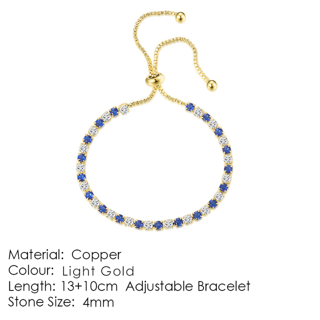 Luxury Adjustable Tennis Bracelets For Women Christmas Gift Rainbow Zircon Rose Gold Color Chain Jewelry Korean H056