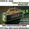 SODLK S520 caixa de som bluetooth 150W ultra high power stereo impact bass TWS dual pair built-in microphone with low latency 2