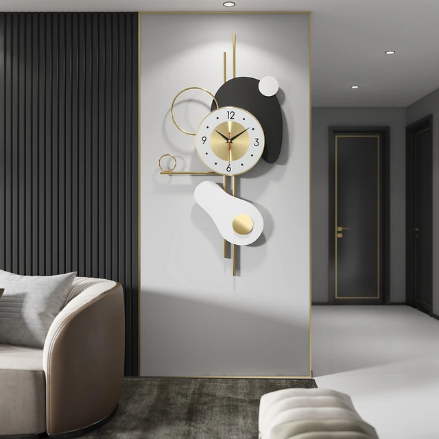 De Moda De Lujo Pared Grande Reloj Salón Decoración Nórdica Simple Diseño  De Interior Para El Hogar Loft Reloj De Pared Metal Dorado 3d Reloj -  Relojes De Pared - AliExpress