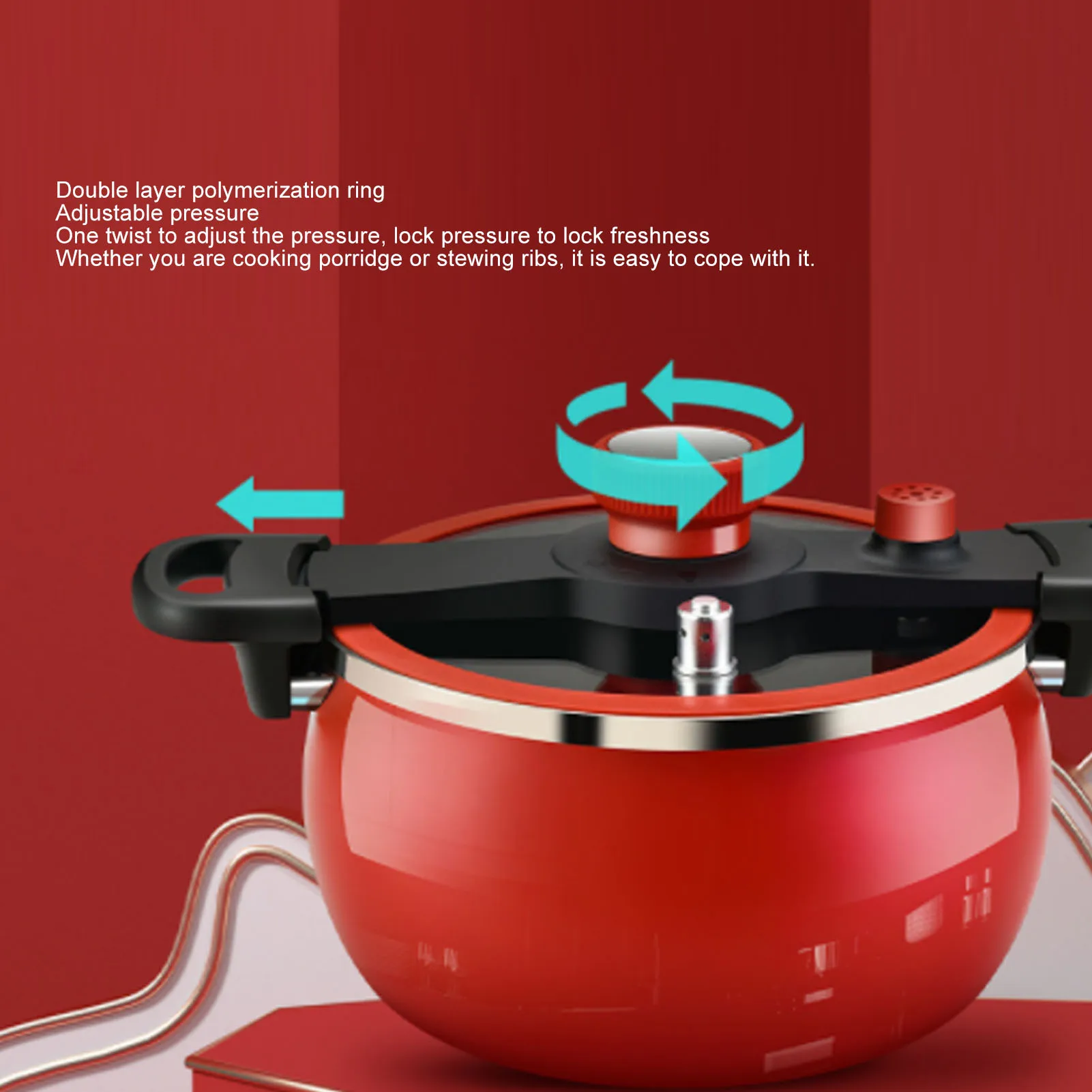 7L Pressure Soup Pot Multifunctional Micro Pressure Cooking Pot Flameproof Anti Stick Binaural Clip Visual Lid for Kitchen