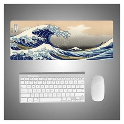 Grand tapis de souris japonais Great Wave 900x400x4mm, antidérapant, en caoutchouc naturel, avec verrouillage, pour ordinateur et jeu 