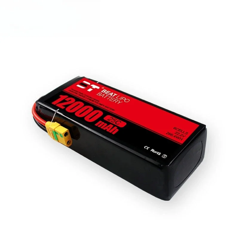Batterie LiPo 12000mAh 6S 22.2V 25C pour Drone RC Quadrirotor Hélicoptère