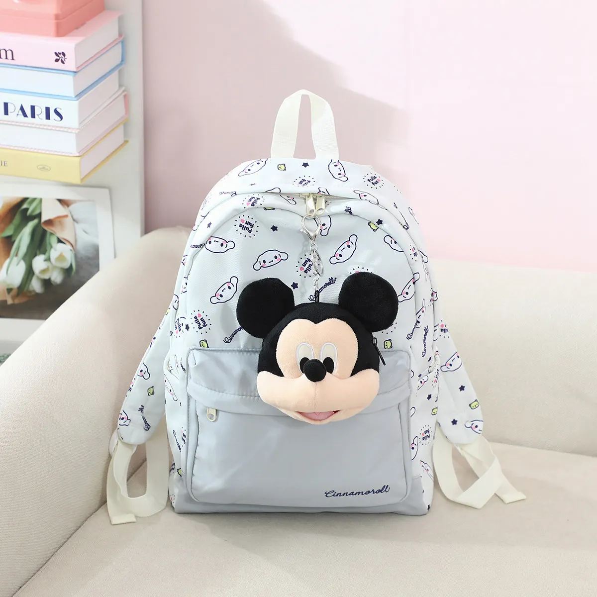 Disney Minnie Mouse Coin Purse Bag Pendant Plush Toy Mickey Pluto Earphone Storage Bag Kawaii Stuffed Anime Doll Kid Gifts