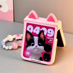 Cute Pink Candy Bracelet Hinge Protective Case for Galaxy Z Flip 7 (With Chain)