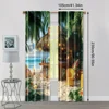 2pc,  Window Drapes Flower Beach Cottage Landscape Map Blackout  Polyester Birthday Party Applies to Seasonal Decorations 4