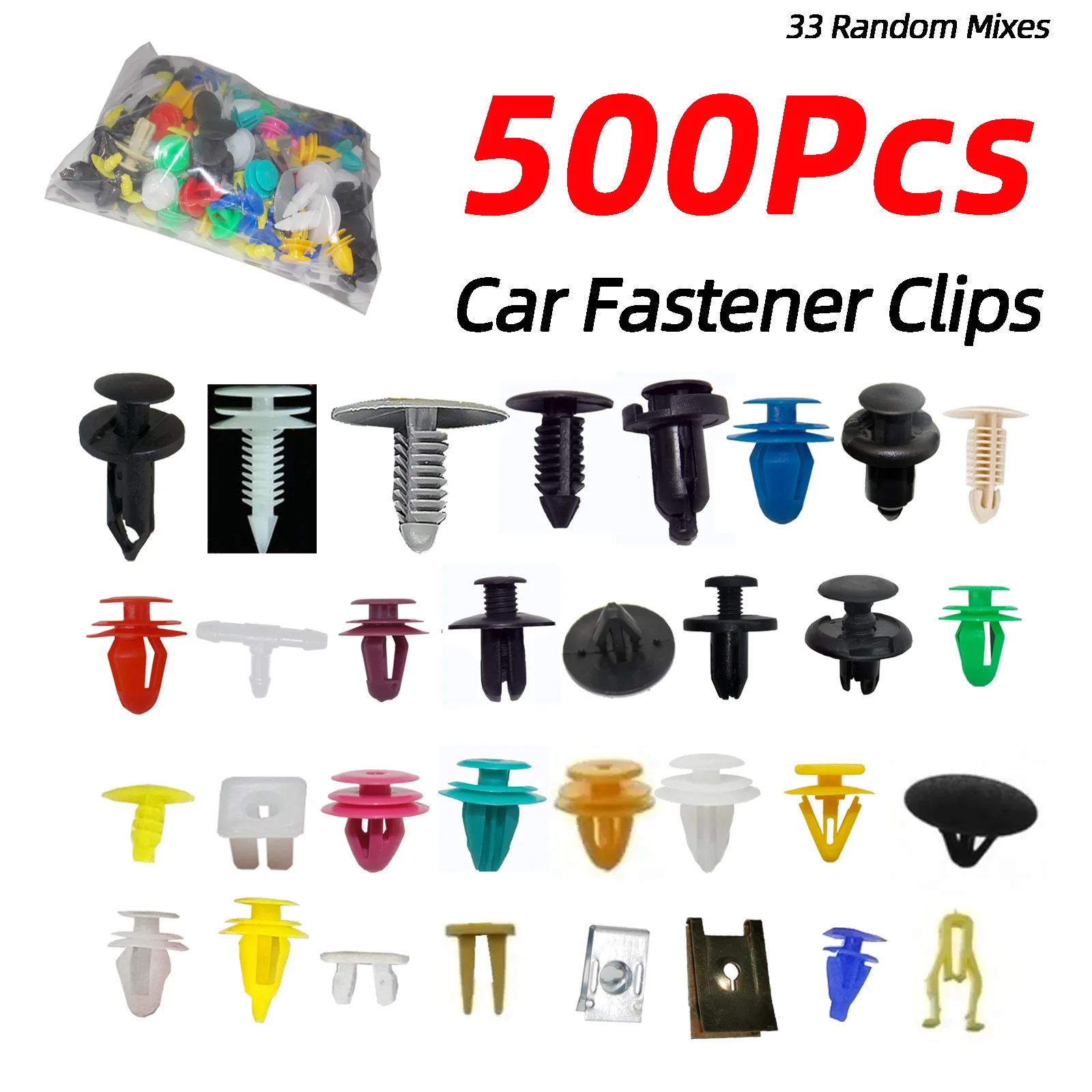 500/200/100PCS 혼합 자동차 차량 패스너 범퍼 클립 리테이너 리벳 도어 패널 펜더 라이너 Universal Fit All Car