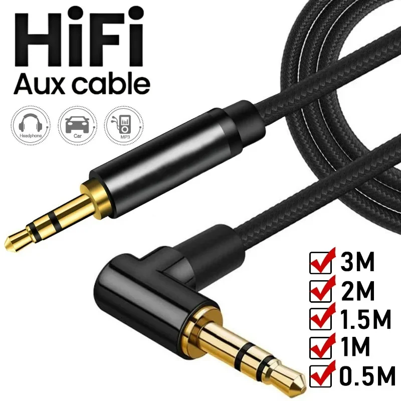 Premium Braided 3.5mm Audio Cable - Male to Male Stereo Connection for Headphones, Speakers, Cars, and Laptops
