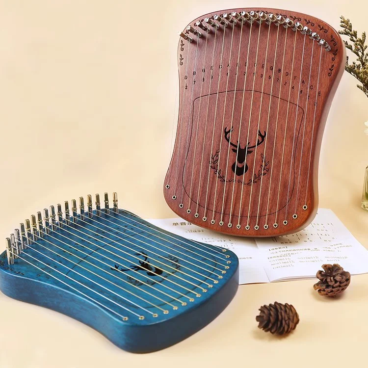 Description Picture 3 of item17 Strings Lyre Harp Harpika Held Piano Children Early Educational Finger Playing Keyboard With Replacement Strings