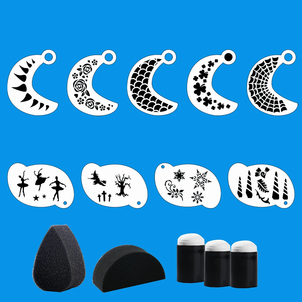 8 pezzi 9 pezzi stencil riutilizzabili per ptura per il viso per