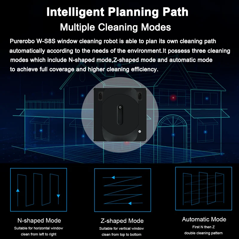 Purerobo W-S8S Robot Window Cleaning Products Smart With APP & Remote Control Automatic Water Robot Glass Cleaner Window Cleaner 4
