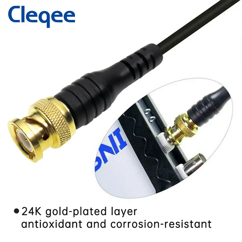 Cleqee P1067 Gold plated Pure Copper BNC Male plug to 4mm Stackable Banana Plug Test Lead Oscilloscope Q9 Coaxial Cable 120cm