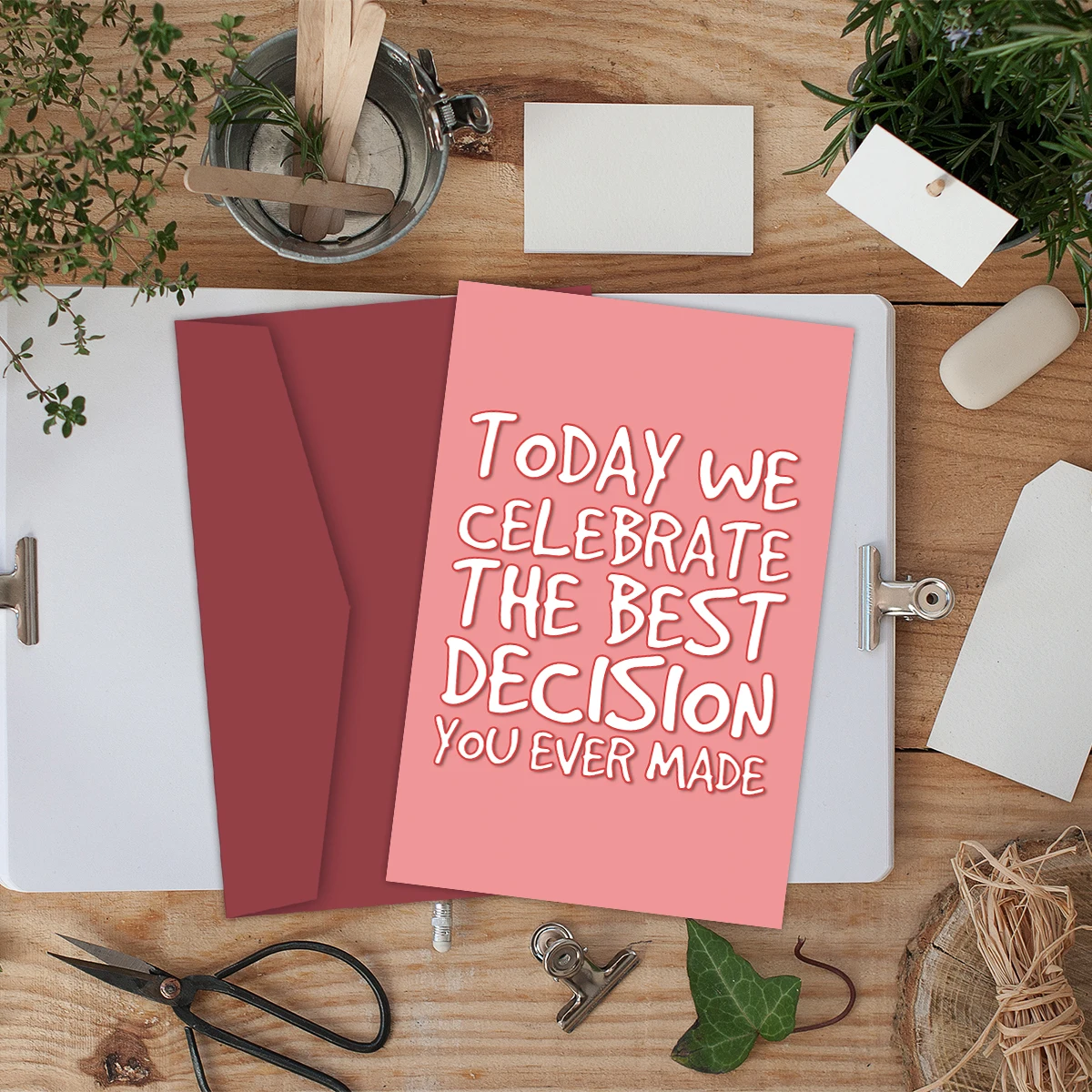1PC Funny Wedding Card,Today We Celebrate The Best Decision You Ever Made Congratulations Greeting Card with Envelope for Couple