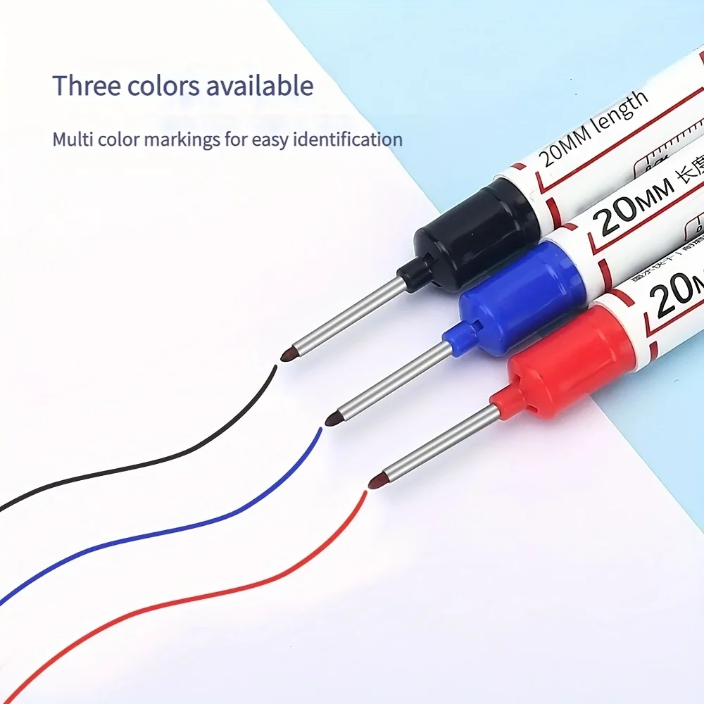 Marker Pen 10Pcs/Set Multi-Purpose 20mm Deep Hole Long Nib Head Marker for Metal Perforating Pen Waterproof Bathroom Woodworking Decor Tool