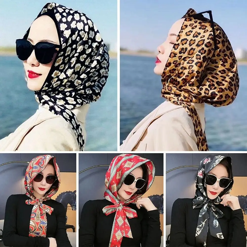 

Sun-Resistant Muslim Turban Fashion Soft Breathable Baotou Hat Simulation Silk Hijab Cap Women