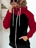 Thick Thermal Patchwork Woman Hooded Pockets Winter Plus Size Contrast Color Zipper Hooded Women's Hoodie Drawstring Lady Coats