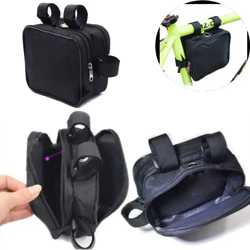 

Bike Double Open Bag,Electric Bicycle Triangular Frame Upper Tube Beam Bag,Lithium Battery Hanging Bag Sundries Mobile Phone Bag