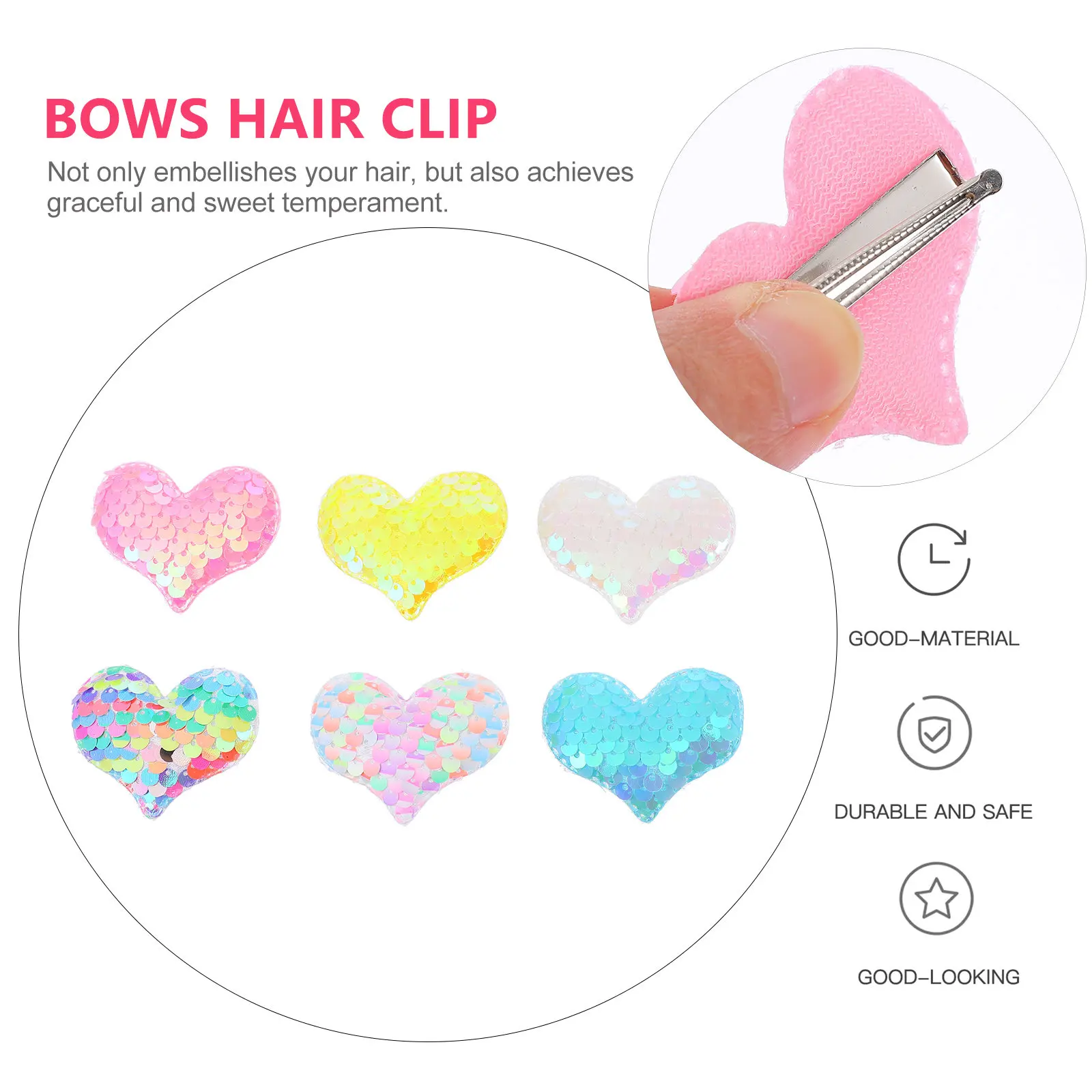 12Pcs 소녀들을 위한 하트 헤어 클립 반짝이 바레트 사이드 헤어핀 키즈 헤어 그립 포니테일 번 브레이드 헤어스타일에 딱 맞습니다