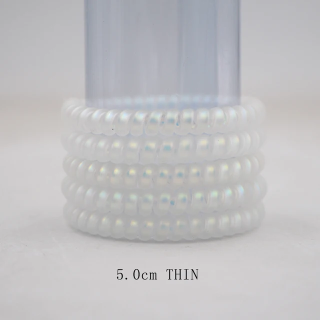 5Pcs/set New Fashion Matt Solid Telephone Wire Elastic Hair Band Frosted Spiral Cord Rubber Band Hair Tie Stretch Head Band Gum Pearlwhitesmall