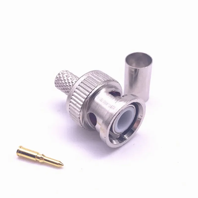 100 stücke bnc rg58 rg59 rg60 männliche stecker crimp anschlüsse für cctv kamera verbinden anpwoo bnc kommunikation konverter sercurity ipc