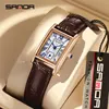 SANDA 1116 New Fashion 2024 Elegant Design Rectangle Dial Water Resistant Quartz Movement Business Women Analog Wrist Watch