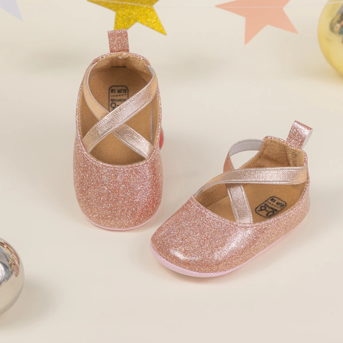 KIDSUN Newborn Baby Girl Princess Shoes Bling Soft Soles Non-Slip Infant Shoes First Walkers Baptism 3
